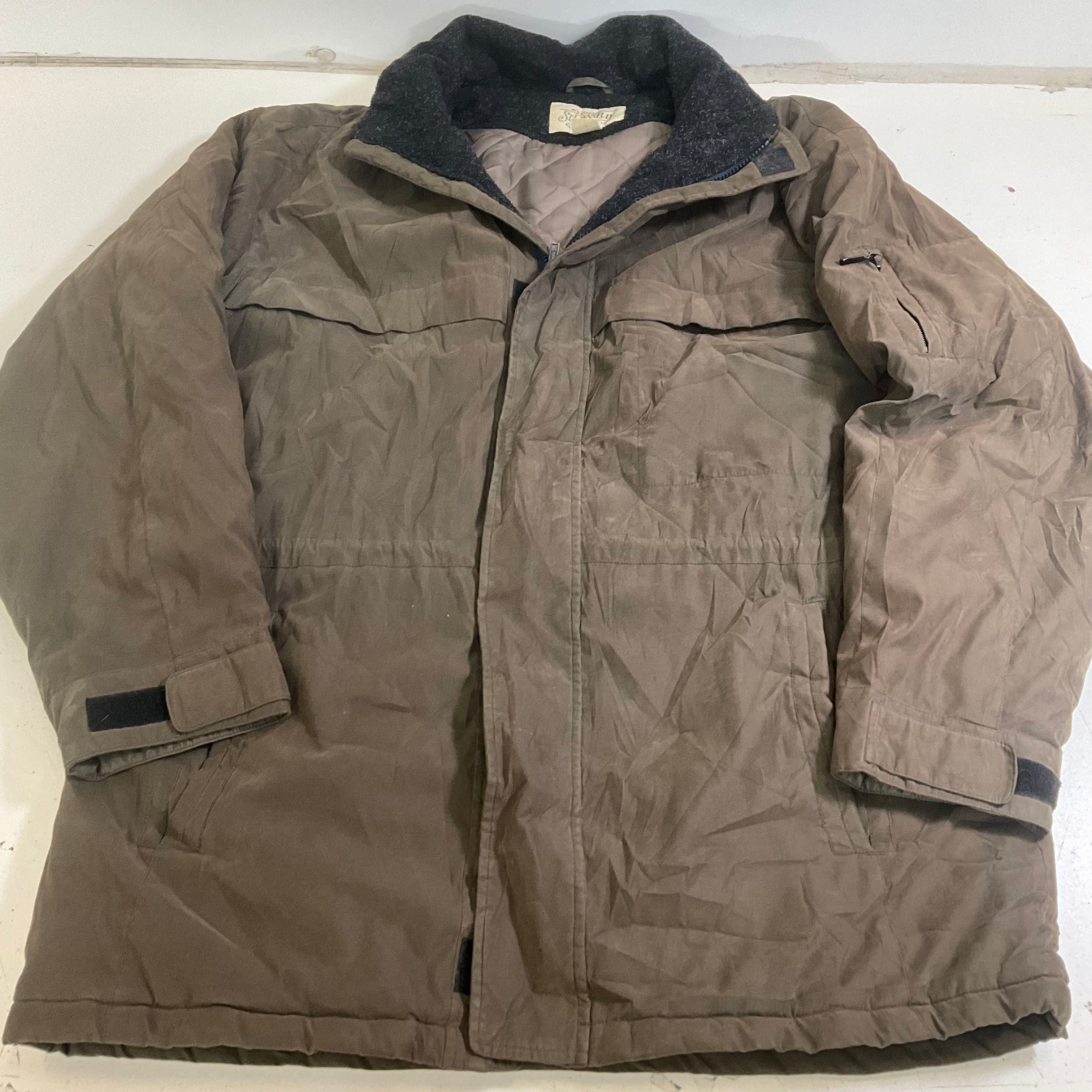 St Johns Bay Brown Quilted Lined Workwear Barn Jacket Coat Men's L