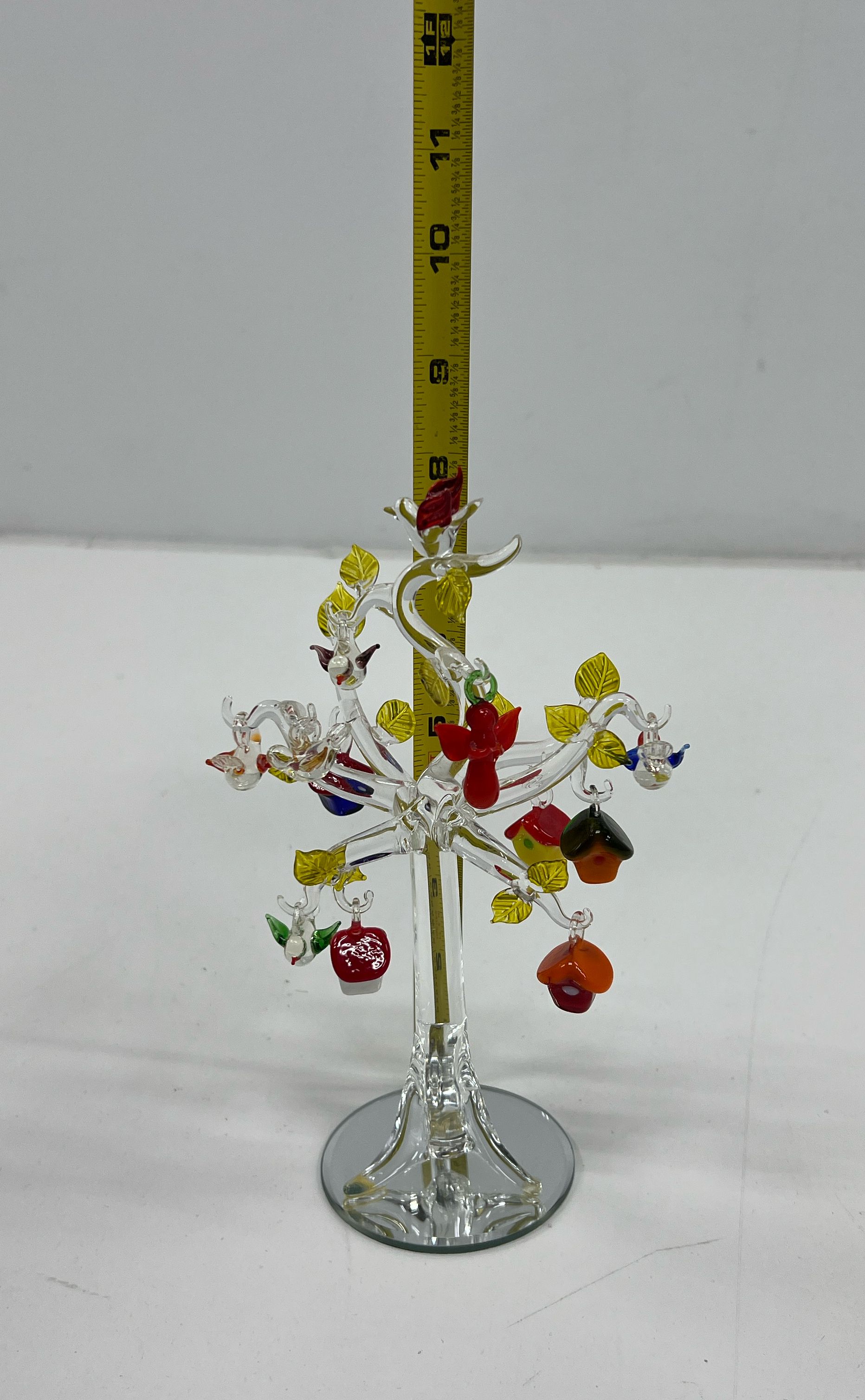 Hand Blown Glass Tree With Birds And Birdhouses Art Glass