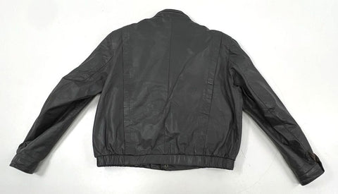 Vintage Berman's Men's Gray Leather Coat Faux Fur Lined Zip Out Lining Sz 46