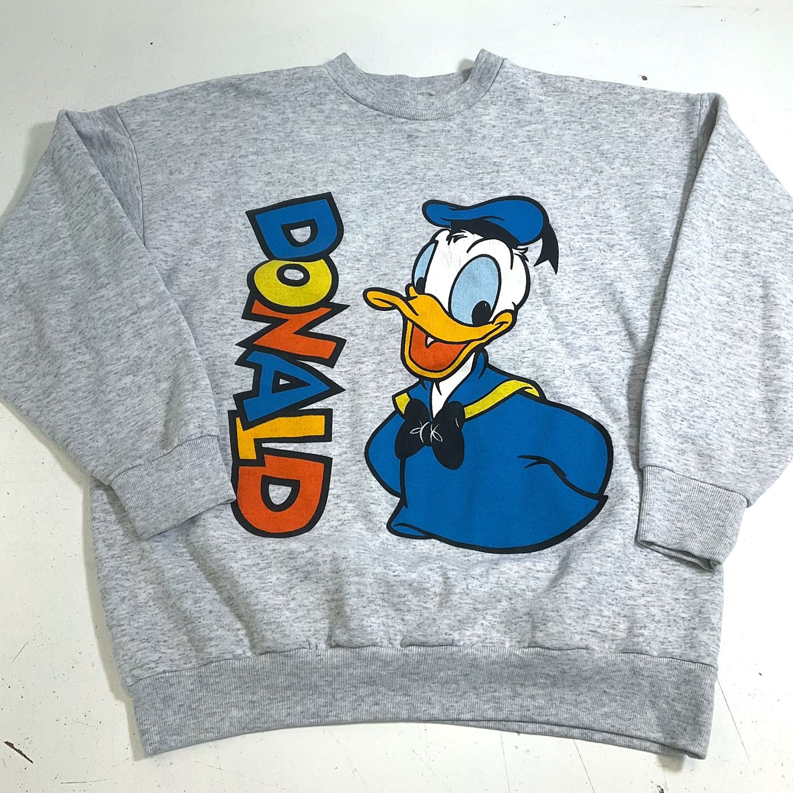 Vintage 90s Disney Wear Gray Donald Duck Graphic Crewneck Sweatshirt Men's L