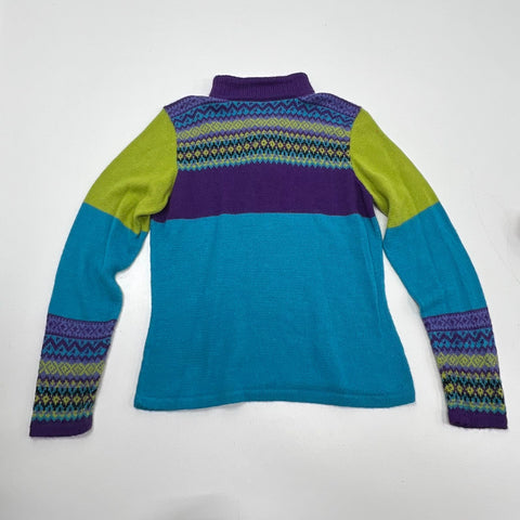 Alpaca Imports Vtg Y2K Colorblock Fair Isle Alpaca Wool Sweater Womens M