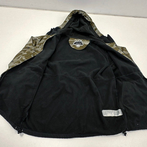 Neff Men's Softshell Hoodie Jacket Camo Black Colorblock Full Zip Fleece Sz M