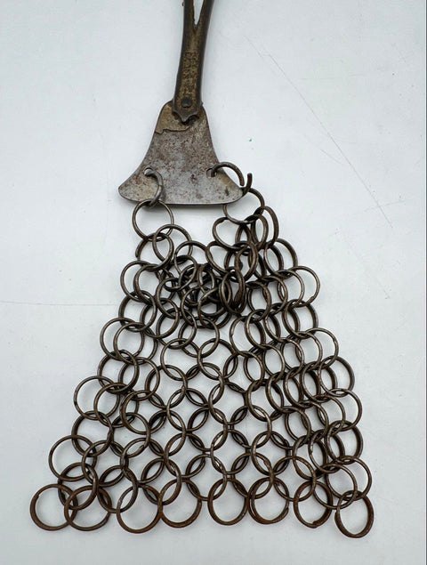 Antique Chainmail Pot Scrubber Metal Mesh Kitchen Scraper Patent 1885 Primitive