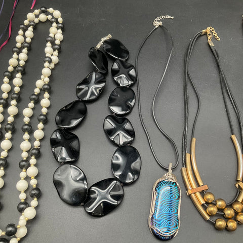Beaded Statement Necklace Jewelry Lot of 8 Boho Retro Bib Pendant Styles