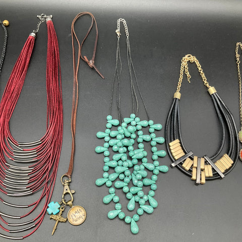Mixed Fashion Jewelry Lot 7 Necklaces Boho Bib Statement Multi-Strand Cord