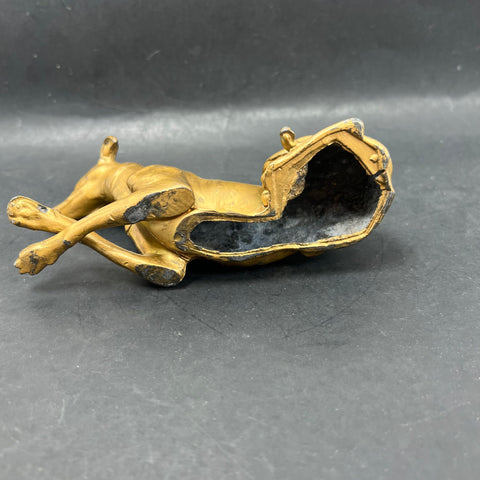 Vintage Cast Metal Whippet Greyhound Dog Figurine Statue 5.5" Brass Tone