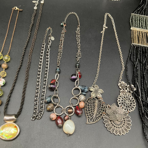 Vintage to Modern Costume Jewelry Lot of 9 Necklaces Beaded Pendant Bohemian