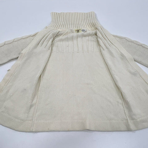 Vintage 90s RSG Women's Cream Cable Knit Chunky Cardigan Sweater Pockets Sz M