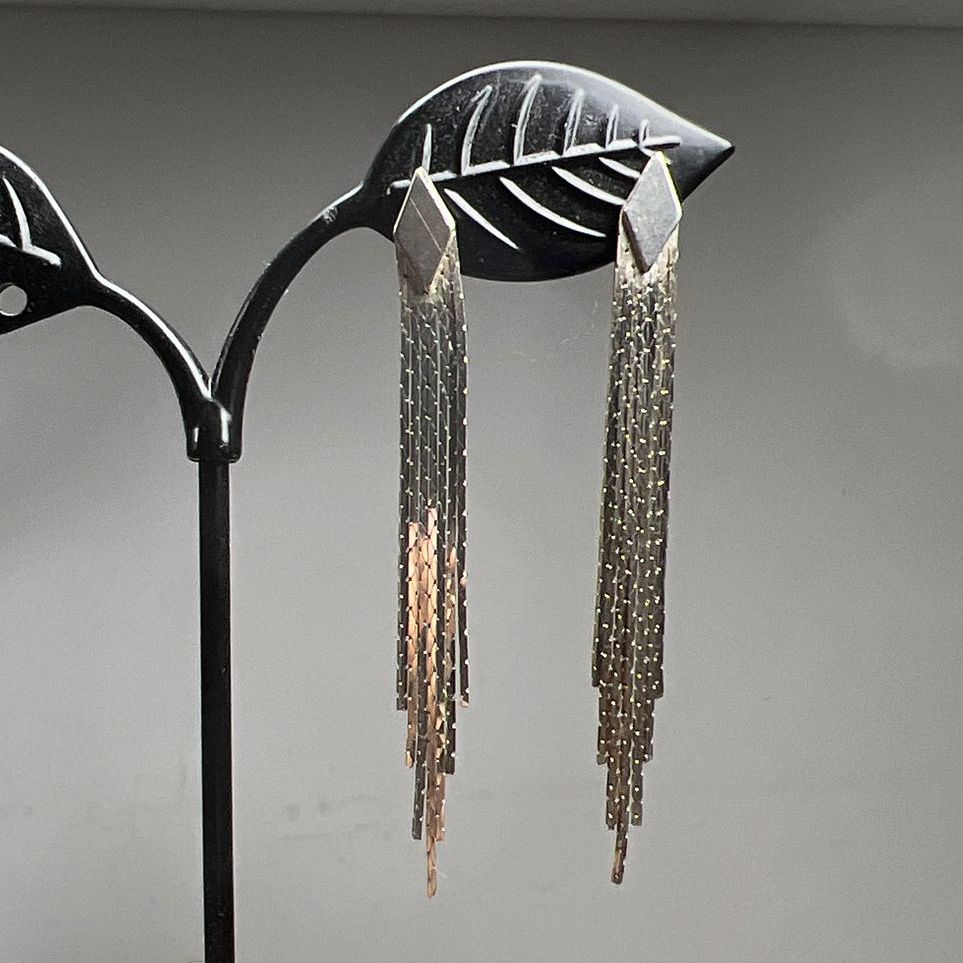 Sterling Silver Dangle Chain Tassel Earrings