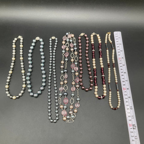 Vintage Style Faux Pearl Necklaces Costume Jewelry Lot of 7 Grey Cream Mauve