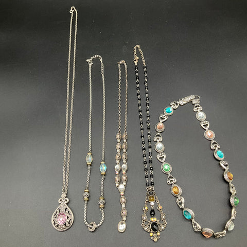 Vintage Style Fashion Jewelry Necklaces Lot of 5 Pendants Beaded Statement