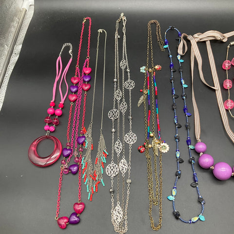Wearable Costume Jewelry Lot of 12 Necklaces Beaded Statement Boho Styles