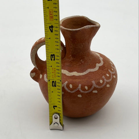 Native American Pottery Pitcher Small Hand-Painted Terracotta Clay 5 Inch