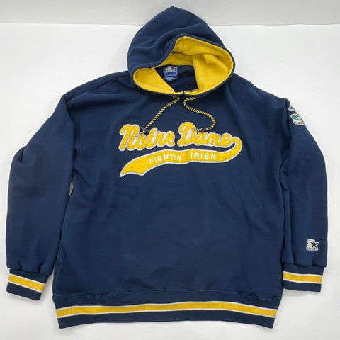 Vintage 90s Starter Notre Dame Fighting Irish Hoodie Script Logo Patch Sz XL