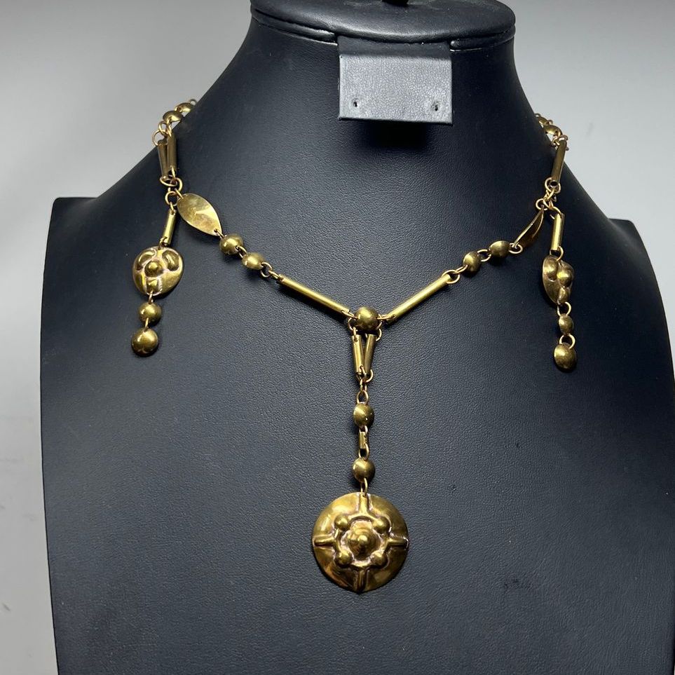 Brass Dangling Pendant Charms Necklace