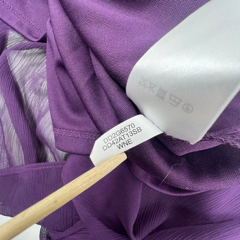 DKNY Women's Purple Chiffon V-Neck High Low Wrap Dress NWT Size 12