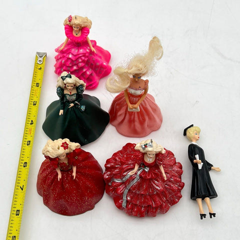 Vintage Barbie Christmas Ornament Lot Holiday Gowns Graduation 6 Pieces