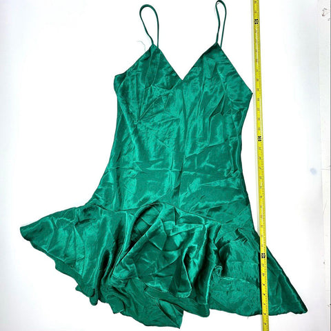 Vintage 90s Victoria's Secret Women's Emerald Green Satin Robe Slip Set Sz S OS