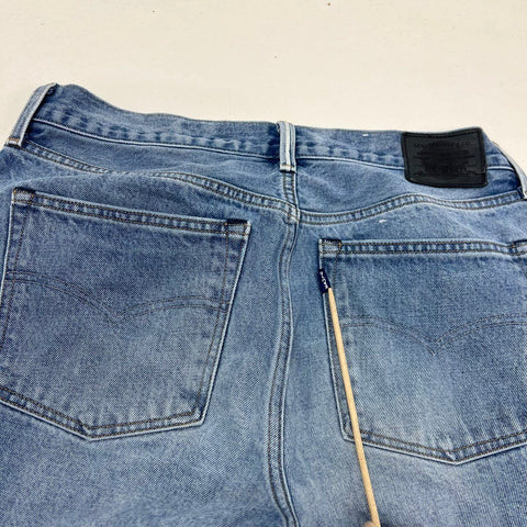 Levi's Women's Column Jeans Blue Patchwork High Rise Straight Distressed 31x27