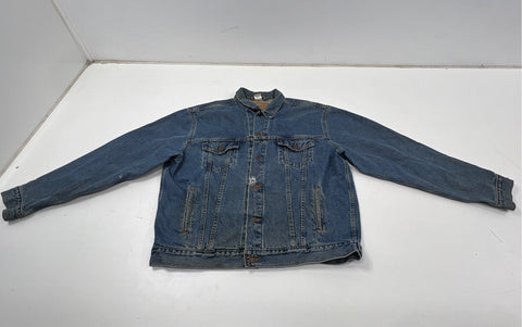 Vintage 90s Levi's 70507-0389 Distressed Denim Trucker Jacket Sz XL