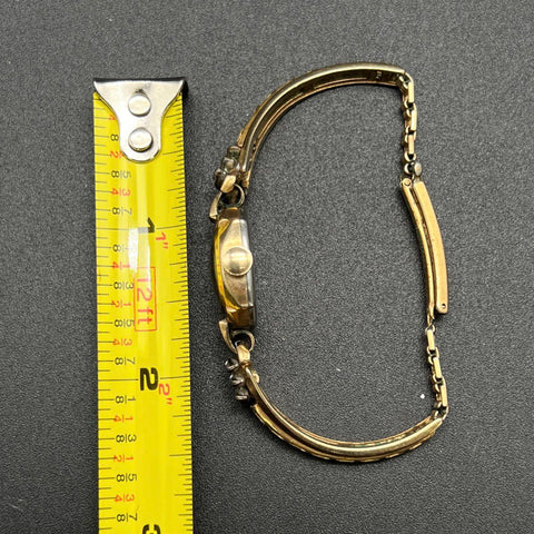 Vintage Mid-Century Celta Swiss Ladies Watch 1/20 12K Gold Filled Rhinestone