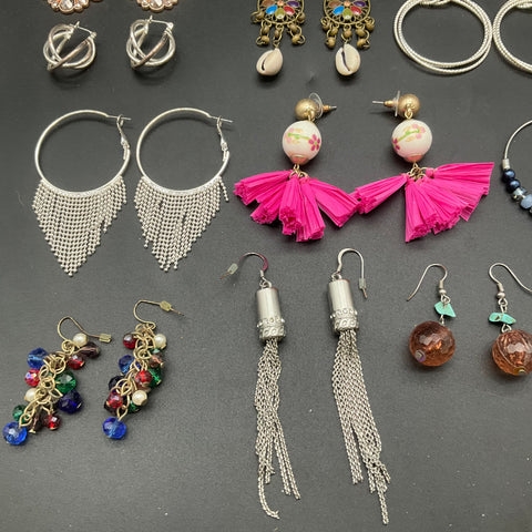 Baublebar Lane Bryant Fashion Jewelry Lot of 26 Pairs Earrings Boho Hoops Tassel
