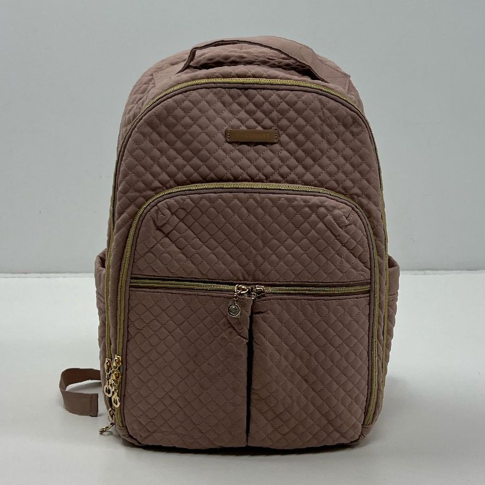 Bagsmart Dusty Pink Gold Tone Women's Quilted Laptop School Travel Backpack