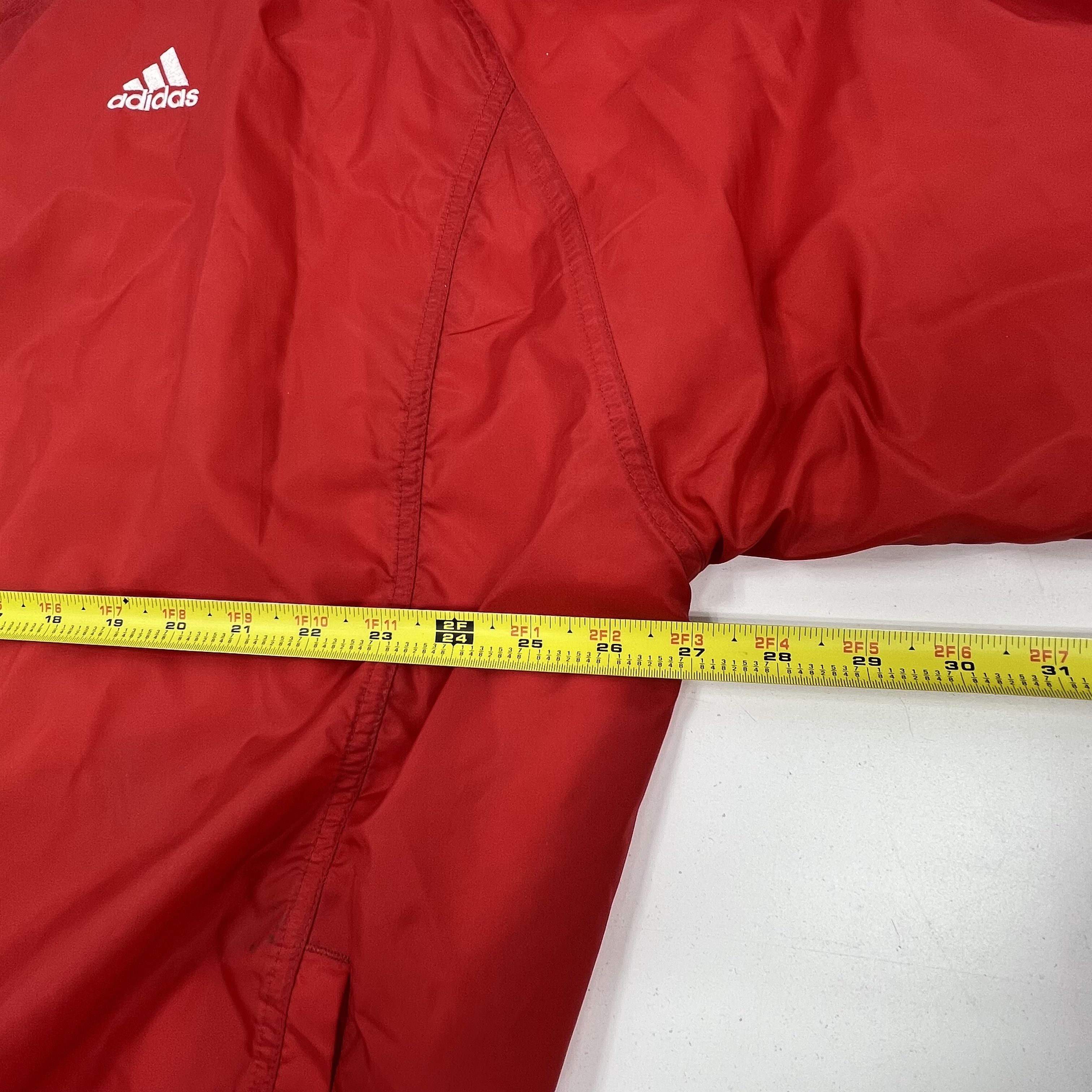 Vintage 90s adidas Red Team V-Neck Nylon Pullover Windbreaker Mens 2XL