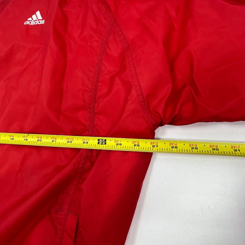 Vintage 90s adidas Red Team V-Neck Nylon Pullover Windbreaker Mens 2XL