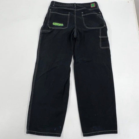 Empyre Women's Tori Wide Leg Skate Pants Black Contrast Stitch Size 14