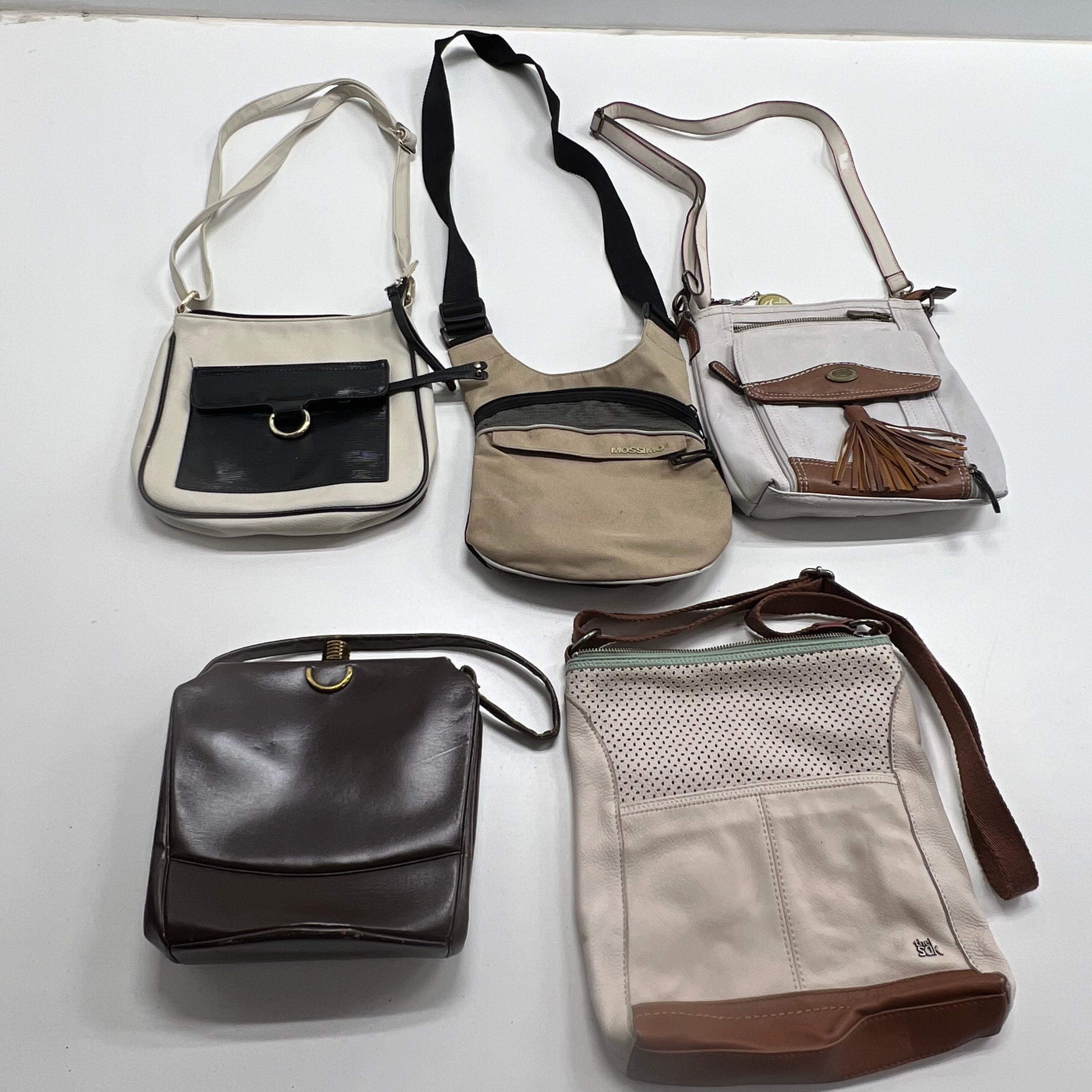 Lot of 5 Brown Beige Medium Crossbody Bags Adjustable Straps