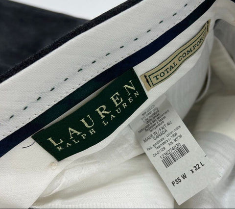 NWT Lauren Ralph Lauren Men's Gray Pleated Cuffed Dress Pants Slacks 35x32