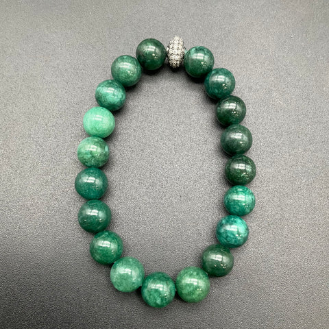 4 Beaded Stone Stretch Bracelets Lot Green Jasper Labradorite Lava Rock Unisex