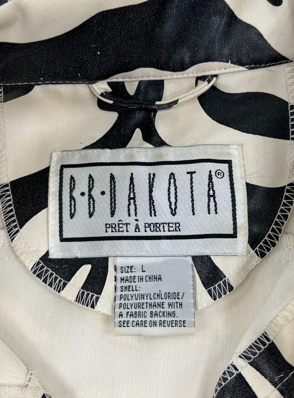 Vintage Y2K BB Dakota Zebra Print Faux Leather Distressed Jacket Womens L