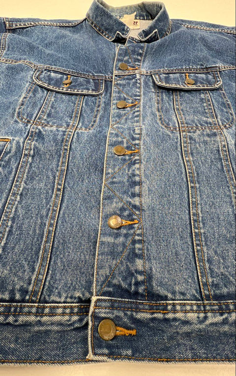 Vintage 90s Wrangler Rugged Wear Denim Trucker Jacket Indigo Blue Sz XXL