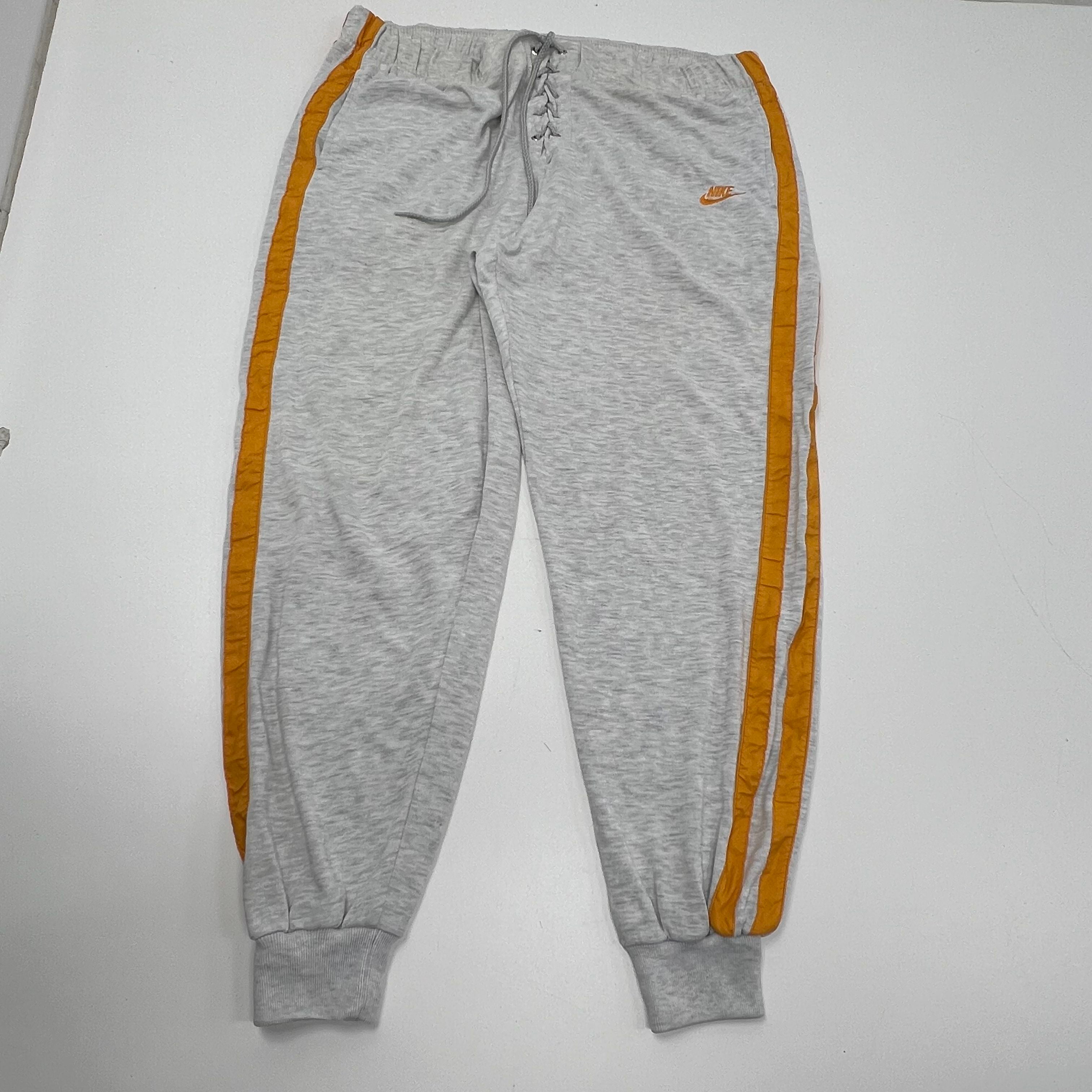Nike Gray Orange Cross Training Lace Up Side Stripe Joggers Pants Women's L