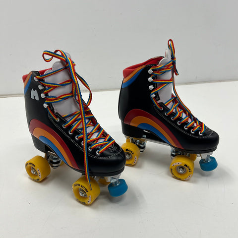 Moxi Rainbow Rider Black Rainbow Quad Roller Skates Size 6