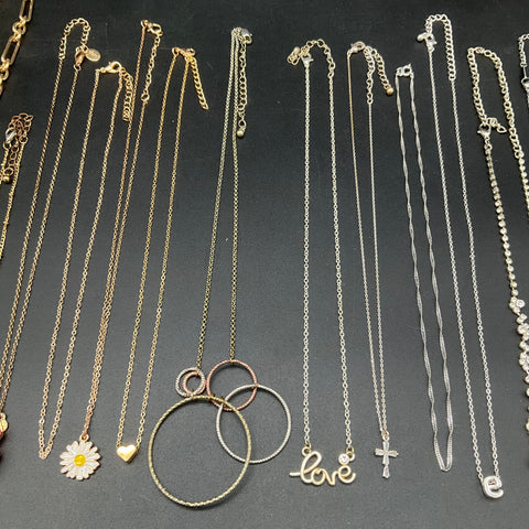 Claire's & Fashion Costume Jewelry Lot 15 Necklaces Rhinestone Faux Pearl