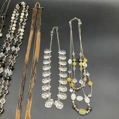 Mixed Costume Jewelry Necklace Lot of 9 Vintage to Modern Beaded Chain Station