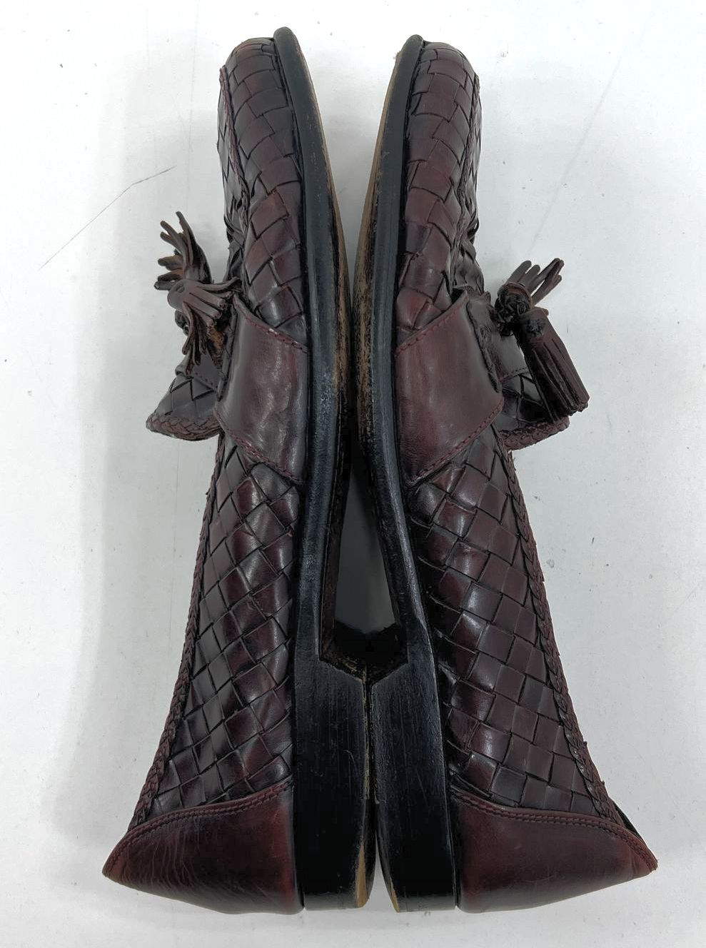 VTG Men's Bragano Brown Woven Genuine Leather Loafer w/ Tassel Shoes Size 10.5