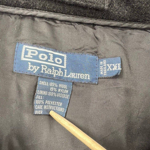 Vintage 90s Polo Ralph Lauren Wool Barracks Bomber Jacket Black Sz XXL
