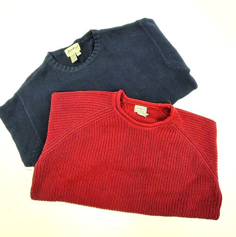 Vintage Lot of 2 LL Bean & Eddie Bauer Classic Sweaters Sz L
