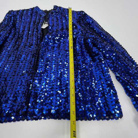 Vintage 80s Rob Hill Mister Jay Blue Sequin Trophy Jacket Blazer USA Made Sz L