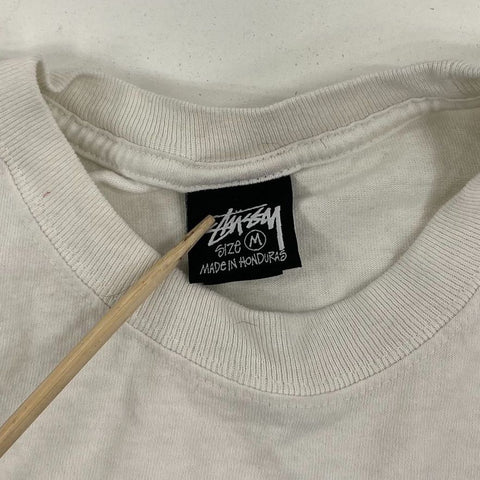 Stussy Spellout Logo Graphic T-Shirt Streetwear Skate White Sz M