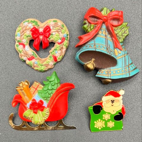 Vintage Christmas Holiday Costume Jewelry Lot of 21 Brooches Pins Earrings