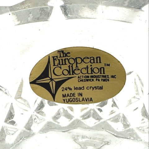 European Collection 24% Lead Crystal Candle Holder Set 2 Yugoslavia Vintage