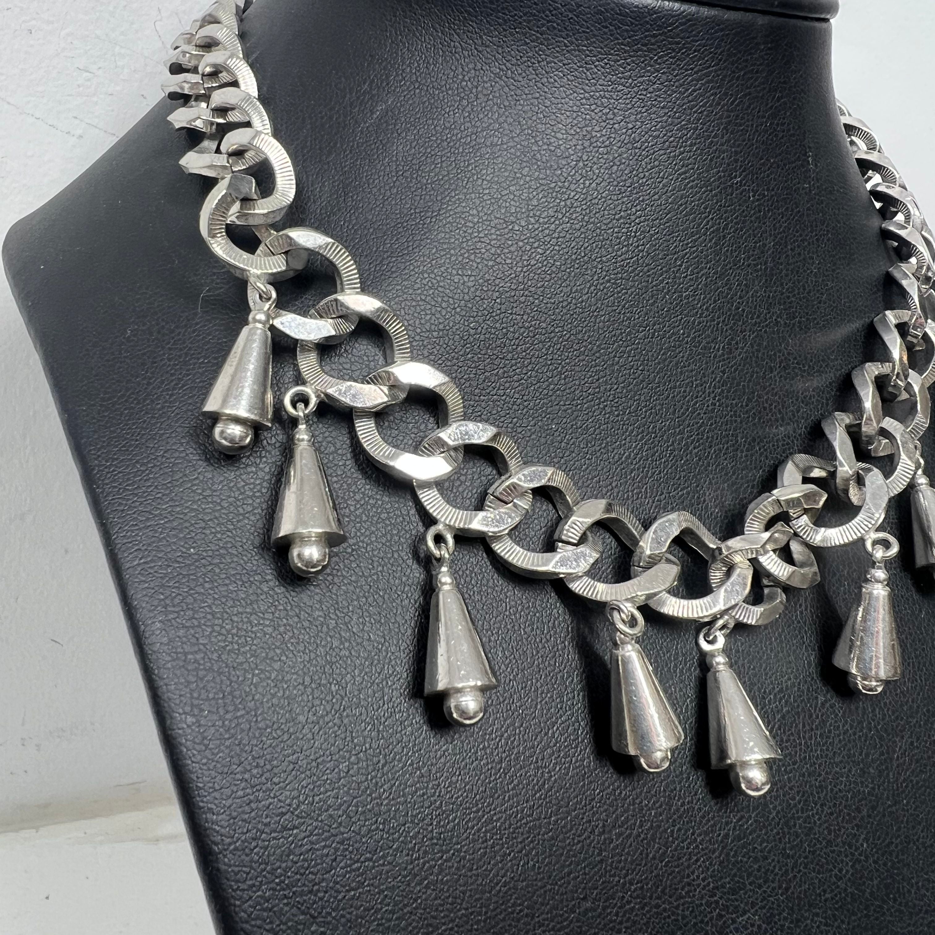 Vintage Sperry Silver Tone Choker Necklace Dangling Beads