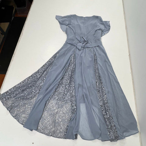 JJ's House Women's Dusty Blue A-Line High Low Lace Bridesmaid Dress Size 14 NWT