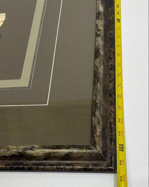 Lil Dept Signed Abstract Print 100/100 Handmade Paper Mixed Media Framed 28x26