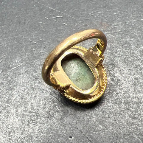 Church & Company 14K Yellow Gold Green Stone Ring 5.01g Size 4